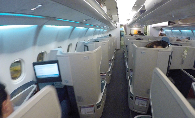 Cathay Pacific Business Class cabin.