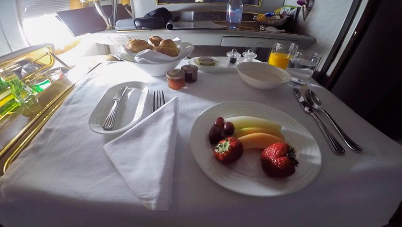 Breakfast before arrival in Dubai - you can order food or drinks at any time during your flight from the A La Carte menu.