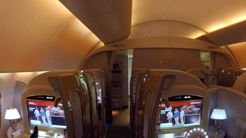 There&#x27;s only eight seats/suites in Emirates First Class cabin.