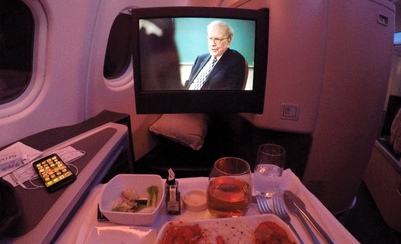 In-flight entertainment and dinner.