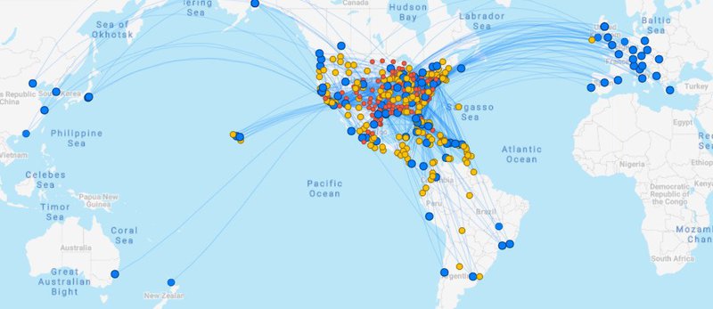 American Airlines global flight routes.