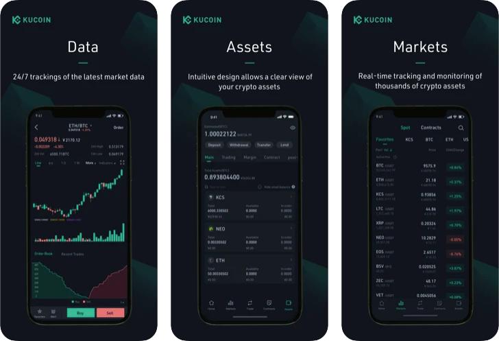 Data, Assets, Markets on the KuCoin iOS App