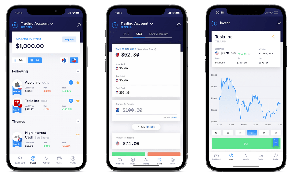 Superhero investing dashboard screens