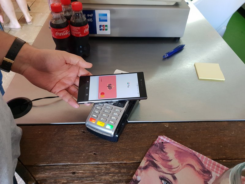 Up Bank digital card in action at a cafe