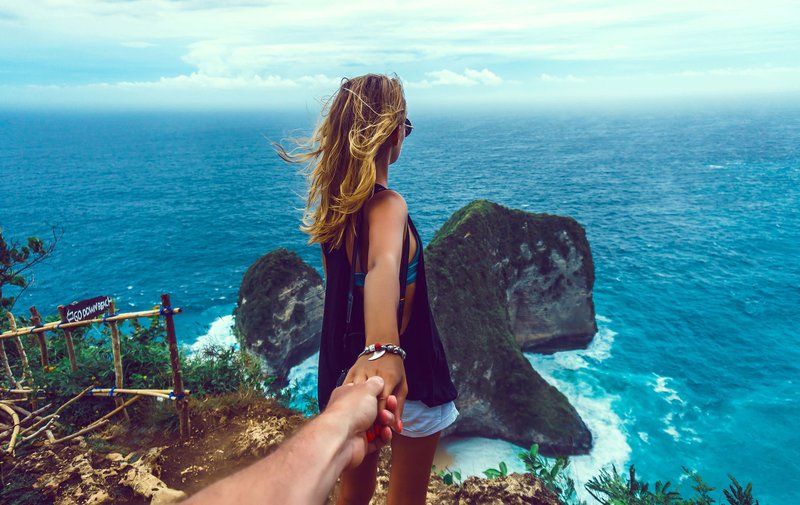 Young couple enjoying the scenery in Bali.