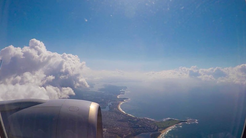 Our pilot was clearly not in the mood to wait around and throttled those huge GE90 engines out of Sydney. As we climbed to altitude above Sydney’s northern beaches, my last view of Australia—and land for that matter—was Long Reef Point.