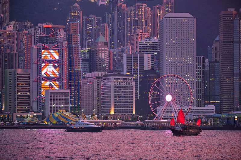 The vibrant lights of Hong Kong.
