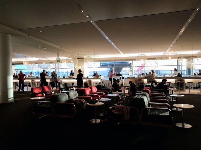 The Qantas Business Lounge at Sydney International Airport provided good views, food, and drinks.