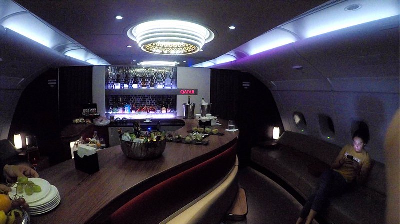 The bar on the Qatar Airways A380.