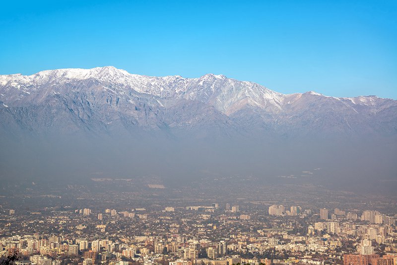 The snowcapped Andes provide a striking backdrop for Santiago.