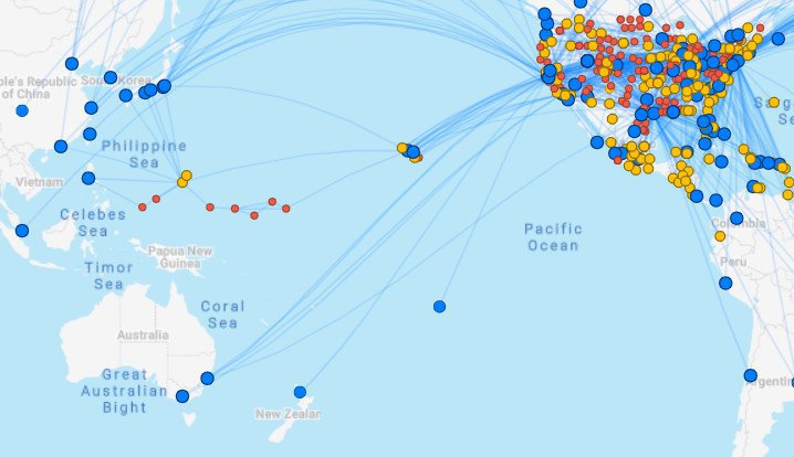 The United Oceania route map in more detail.